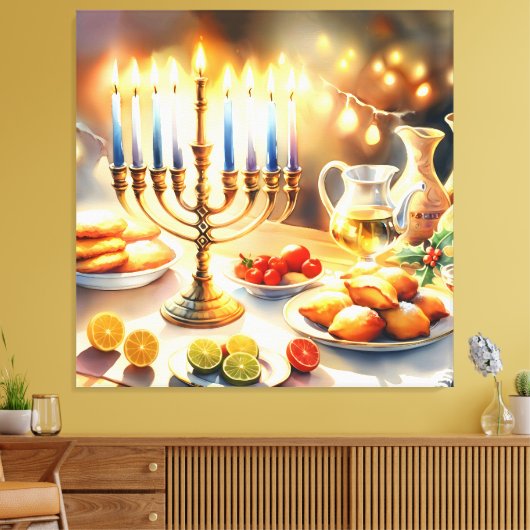 Happy Hanukkah Canvas Afdruk (Insitu (Woonkamer))