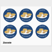 Happy Hanukkah Cartoon Latkes Apple Sauce Ronde Sticker (Vel)