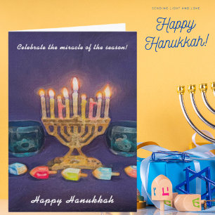 Happy Hanukkah Celebrate Mirakel of Season Card Feestdagen Kaart