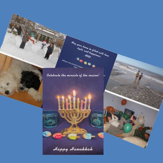 Happy Hanukkah Celebrate Mirakel of Season Drieluik Wenskaart