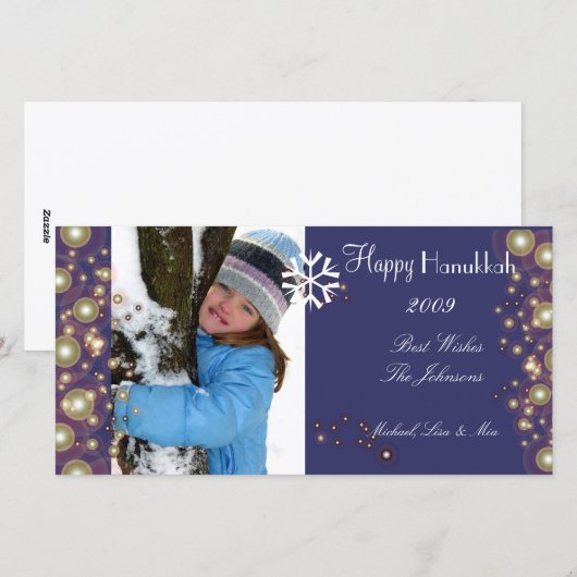 Happy Hanukkah, champagne bubbels fotokaarten Feestdagenkaart (Voorkant / Achterkant)