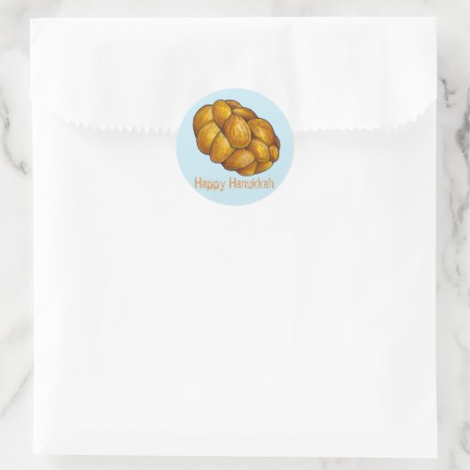 Happy Hanukkah Chanukah Challah Bread Holiday Ronde Sticker (Tas)