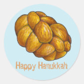 Happy Hanukkah Chanukah Challah Bread Holiday Ronde Sticker (Voorkant)
