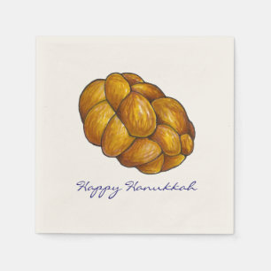 Happy Hanukkah Chanukah Challah Bread Napkins Servet