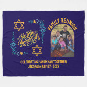 HAPPY HANUKKAH Chanukah Fleece Deken (Voorkant (Horizontaal))