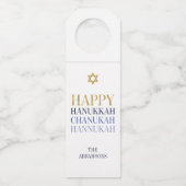 Happy Hanukkah Chanukah Holiday Bottle Hanger Labe (Voorkant)
