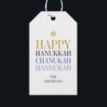 Happy Hanukkah Chanukah Holiday Gift Labels Cadeaulabel<br><div class="desc">Faux-gesimuleerde goudfolie vormen een onderdeel van dit ontwerp. Pas de aangepaste tekst hierboven aan. U kunt extra coördinerende punten in ons "Happy Hanukkah Chanukah" collectie vinden.</div>