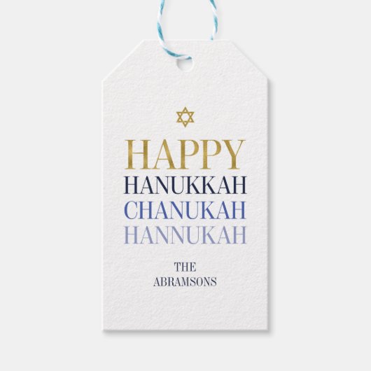 Happy Hanukkah Chanukah Holiday Gift Labels Cadeaulabel (Voorkant)