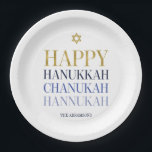 Happy Hanukkah Chanukah Holiday Paper Bord<br><div class="desc">Faux-gesimuleerde goudfolie vormen een onderdeel van dit ontwerp. Pas de aangepaste tekst hierboven aan. U kunt extra coördinerende punten in ons "Happy Hanukkah Chanukah" collectie vinden.</div>