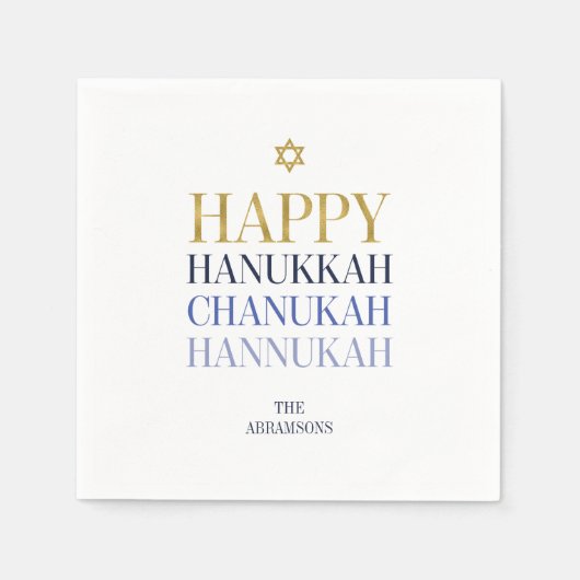 Happy Hanukkah Chanukah Holiday Paper Napkins Servetten (Voorkant)