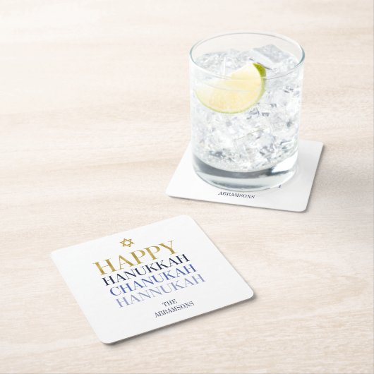 Happy Hanukkah Chanukah Holiday Paper Onderzetter (Insitu)