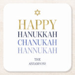 Happy Hanukkah Chanukah Holiday Paper Onderzetter<br><div class="desc">Faux-gesimuleerde goudfolie vormen een onderdeel van dit ontwerp. Pas de aangepaste tekst hierboven aan. U kunt extra coördinerende punten in ons "Happy Hanukkah Chanukah" collectie vinden.</div>