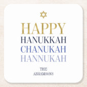 Happy Hanukkah Chanukah Holiday Paper Onderzetter (Voorkant)