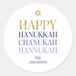 Happy Hanukkah Chanukah Holiday Round Sticker