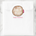 Happy Hanukkah Chanukah Jelly Donut Sufganiyah Ronde Sticker<br><div class="desc">Voorziet een originele markerings illustratie van een heerlijke gelei die met poedersuiker wordt gedicht. Ideaal voor Hanukkah! Deze illustratie van Chanoeka is ook beschikbaar op andere producten. Zie je niet wat je zoekt? Hulp nodig bij aanpassingen? Neem contact op met Rebecca om iets voor je te ontwerpen.</div>