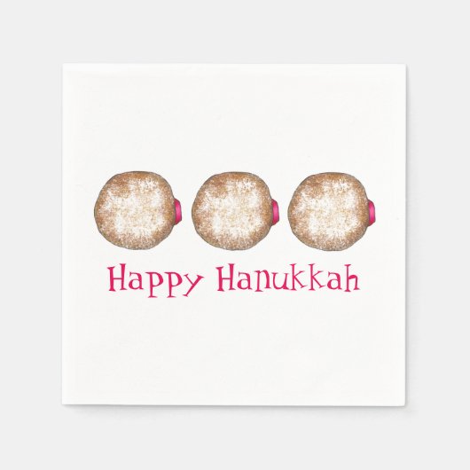 Happy Hanukkah Chanukah Jelly Donut Sufganiyah Servet (Voorkant)