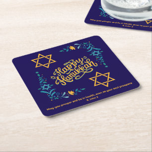 HAPPY HANUKKAH Chanukah Kartonnen Onderzetters
