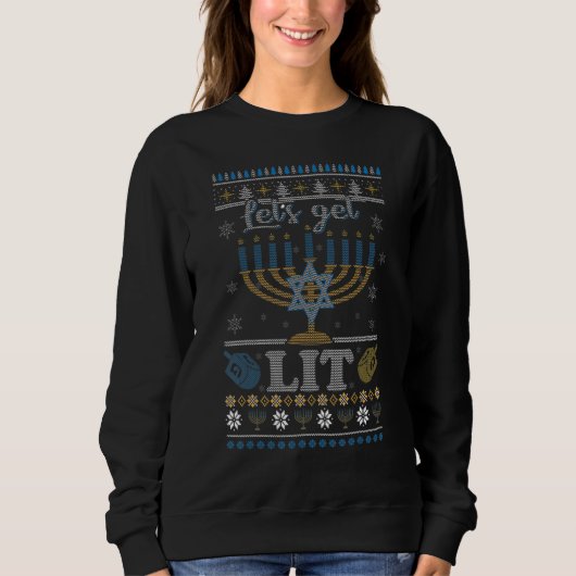 Happy Hanukkah Chanukah Laten we Lit Ugly Sweater  (Voorkant)