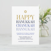 Happy Hanukkah Chanukah Party Invitation Kaart (Staand voorkant)
