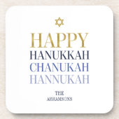 Happy Hanukkah Chanukah Plastic Onderzetters set v (Voorkant)