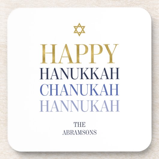 Happy Hanukkah Chanukah Plastic Onderzetters set v (Voorkant)