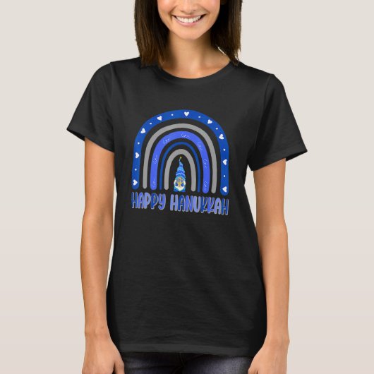 Happy Hanukkah Chanukah Rainbow Menorah Jewish Hol T-shirt (Voorkant)