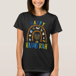 Happy Hanukkah Chanukah Rainbow Menorah Jewish Hol T-shirt