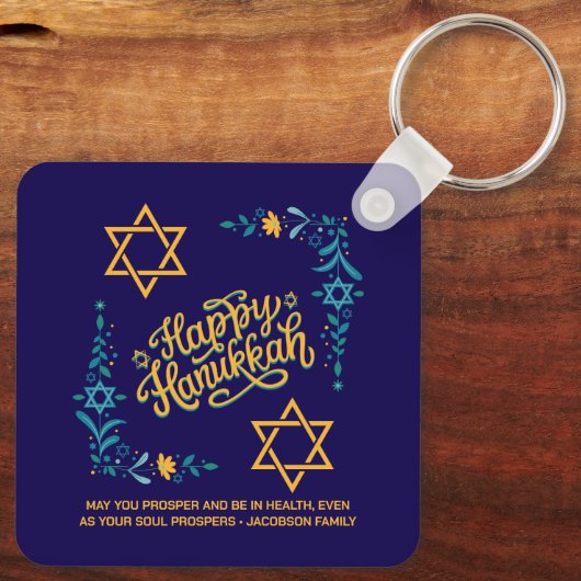 HAPPY HANUKKAH Chanukah Sleutelhanger (Achterkant)