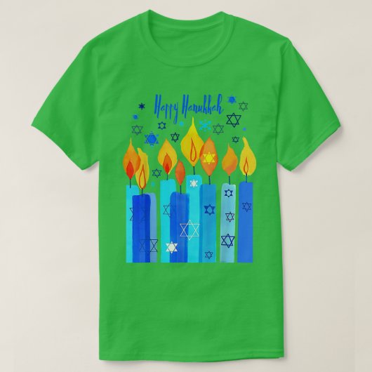 Happy Hanukkah Chanukkah Star van David Menorah Je T-shirt (Design voorkant)