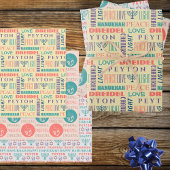 Happy Hanukkah Childs Name Typografie Inpakpapier Vel