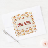 Happy Hanukkah - Classic Sufganiyot Pattern Vierkante Sticker (Envelop)