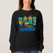 Happy Hanukkah Coffee Latte Menorah Jewish Chanuk Trui (Voorkant)