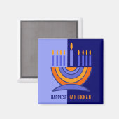 Happy Hanukkah. Colorful Menorah Gift Magneet (Voorkant / Achterkant)