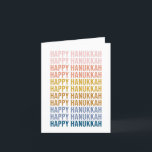 Happy Hanukkah Colorful Word Art Design Feestdagen Kaart<br><div class="desc">Happy Hanukkah in Colorful Typography Graphic Design. Klik op Aanpassen om de achtergrondkleur te wijzigen of extra tekst toe te voegen.</div>