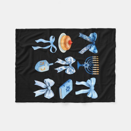 Happy Hanukkah Coquette Bow Chanukah Jewish Women  Fleece Deken (Voorkant (Horizontaal))