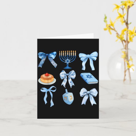 Happy Hanukkah Coquette Bow Chanukah Jewish Women  Kaart (Gele Bloem)