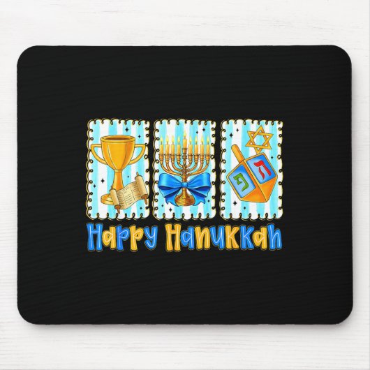 Happy Hanukkah Coquette Menorah Dreidel Chanukah G Muismat (Voorkant)
