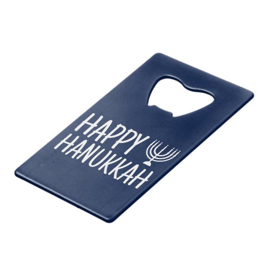 Happy Hanukkah Creditkaart Flessenopener (Voorkant Gekanteld)