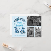 Happy Hanukkah CUSTOM 3 FOTO'S Grid Vakantie Kaart (Voorkant / Achterkant in situ)