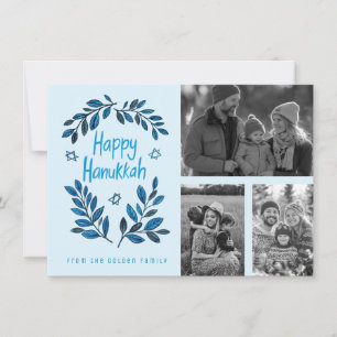 Happy Hanukkah CUSTOM 3 FOTO'S Grid Vakantie Kaart
