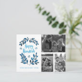 Happy Hanukkah CUSTOM 3 FOTO'S Vakantie Briefkaart (Staand voorkant)