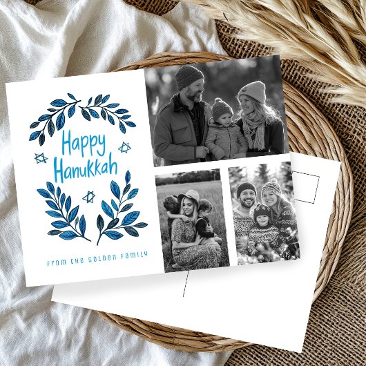 Happy Hanukkah CUSTOM 3 FOTO'S Vakantie Briefkaart