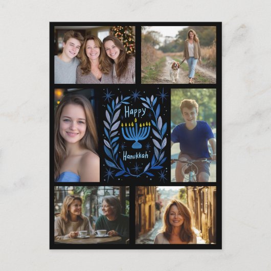 HAPPY HANUKKAH CUSTOM 6 FOTO VAKANTIE BRIEFKAART (Voorkant)