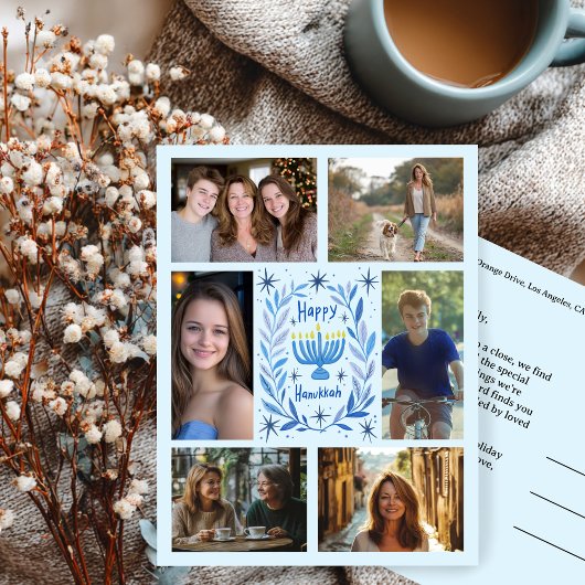 HAPPY HANUKKAH CUSTOM 6 FOTO VAKANTIE BRIEFKAART