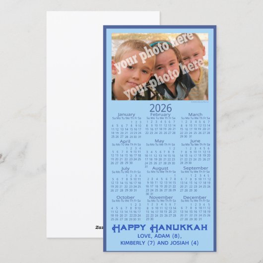 Happy Hanukkah Custom Photo 2026 Calendar Picture Feestdagenkaart (Voorkant / Achterkant)