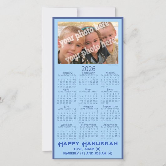 Happy Hanukkah Custom Photo 2026 Calendar Picture Feestdagenkaart (Voorkant)