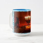 Happy Hanukkah Custom Photo Coffee Cup Tweekleurige Koffiemok (Voorkant links)