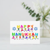 Happy Hanukkah Cute Cartoon Diverse Kinder tekst Briefkaart (Staand voorkant)