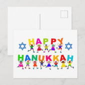 Happy Hanukkah Cute Cartoon Diverse Kinder tekst Briefkaart (Voorkant / Achterkant)
