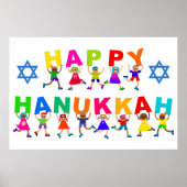 Happy Hanukkah Cute Cartoon Diverse Kinder tekst Poster (Voorkant)